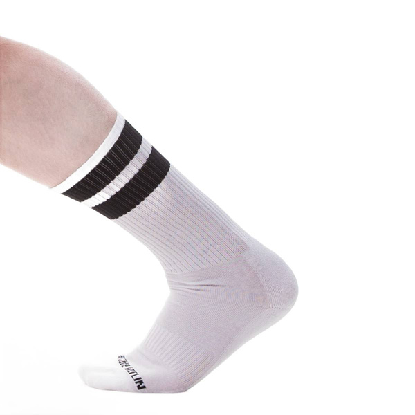 Тренувальні шкарпетки білі з чорними смужками Barcode Gym Socks white-black L/XL