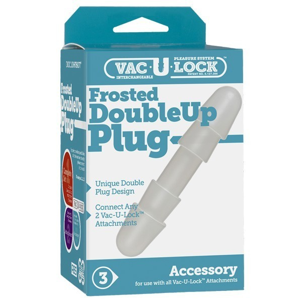 Vac-U-Lock Frosted Double Up Plug Podwójna Zatyczka Do Dild Biała Doc Johnson Vac-U-Lock Frosted Double Up Plug podwójna zatyczka do dild biała
