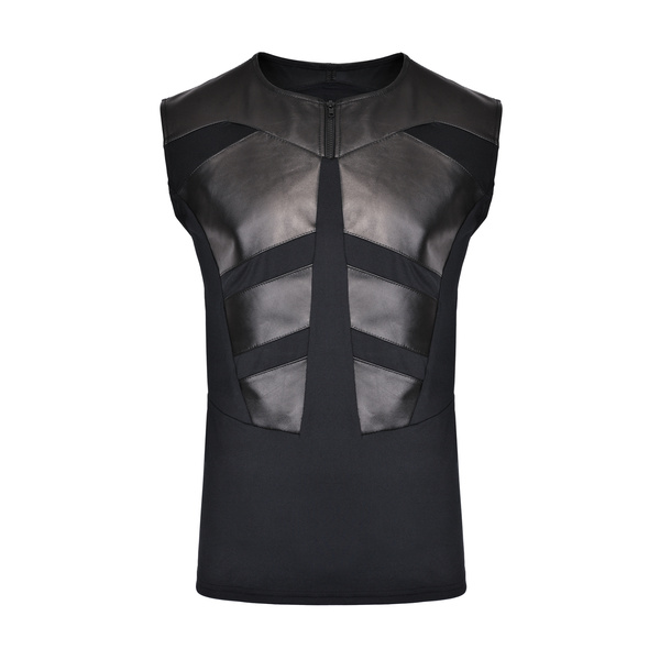 Tank Top with Leather Inserts Bull Leather Tanktop.02 S