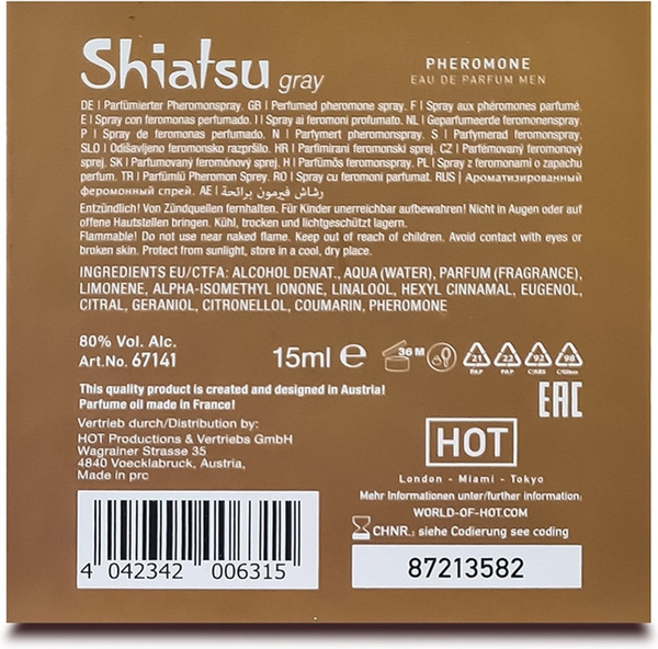 Feromony dla mężczyzn Pheromon Fragrance Man Grey 15ml Shiatsu