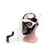 665 Leather Bondage Pup Hood Black/ White
