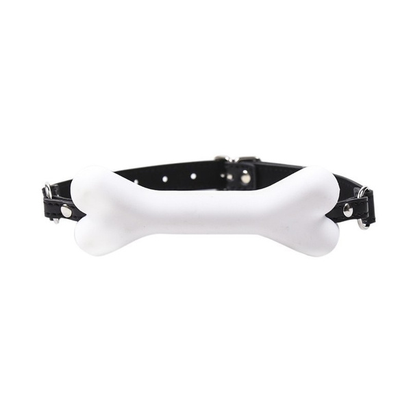 Leather gag in the shape of a bone Boxer Bone gag white