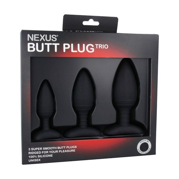 Butt Plug Trio 3 Solid Silicone Butt Plugs S M L Zestaw Korków Analnych Nexus Butt Plug Trio 3 Solid Silicone Butt Plugs S M L zestaw korków analnych