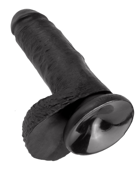 7' Cock With Balls Black Dildo Z Jądrami Czarne 18Cm King Cock