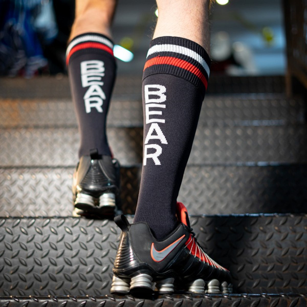 Misiowe getry Boxer Football Sock Black/red/white Bear
