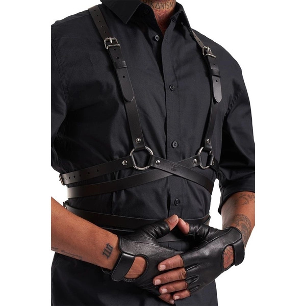 Mister B Serve Leather Icon Harness Black L/XL
