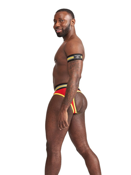 Жовті еластичні пов'язки на біцепси Mister B Urban Club Biceps Band Striped Yellow