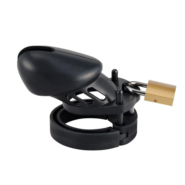 Denial Silicone Chastity Cage Set Black Brutus