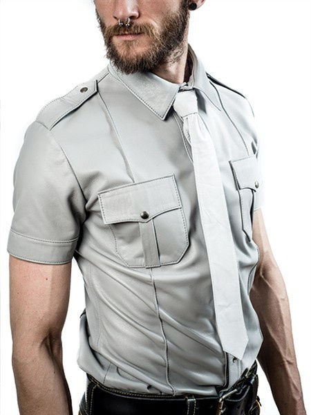 Krawat skórzany biały