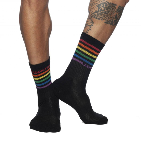 Addicted Rainbow Socks Black S/M