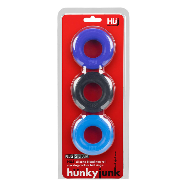 Hünkyjunk Huj Cockring 3-Pack Black Tar + Ice +Stone