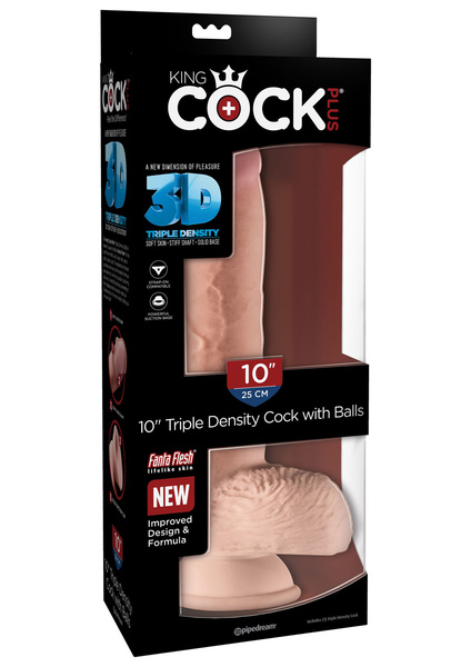 Realistyczne dildo z przyssawką King Cock Triple Density with Balls 10 Inch