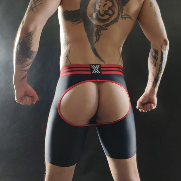 Bithc Short - Elasthane, Ass Open, Front Zip - Black/Red Xl Boxer Barcelona