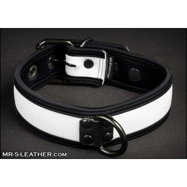 Neo Bold Color Puppy Collar White L-Xxl Mr-S-Leather