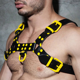 Fetish Leather Collor Harness Yellow L/XL Addicted