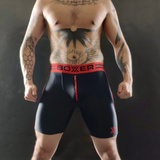 Boxer Bithc Short - elasthane, ass open, front zip - black/red XL