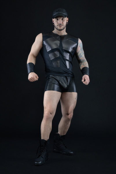 Tank Top with Leather Inserts Bull Leather Tanktop.02 S