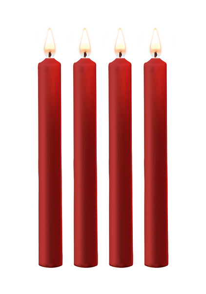 Teasing Wax Candles Large 4-Pack Red - Czerwony Zestaw Długich Świec Do Bdsm Ouch! by Shots