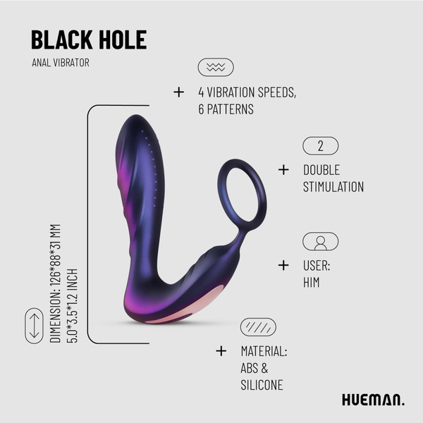 Stymulator Prostaty Black Hole Anal Vibrator With Cockring Hueman