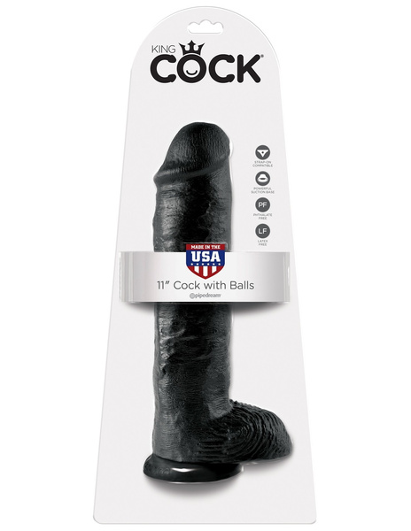 King Cock 11" Cock w/balls black