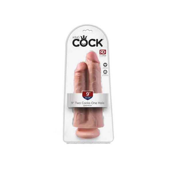 Podwójne dildo 23cm King Cock Two Cocks One Hole Light