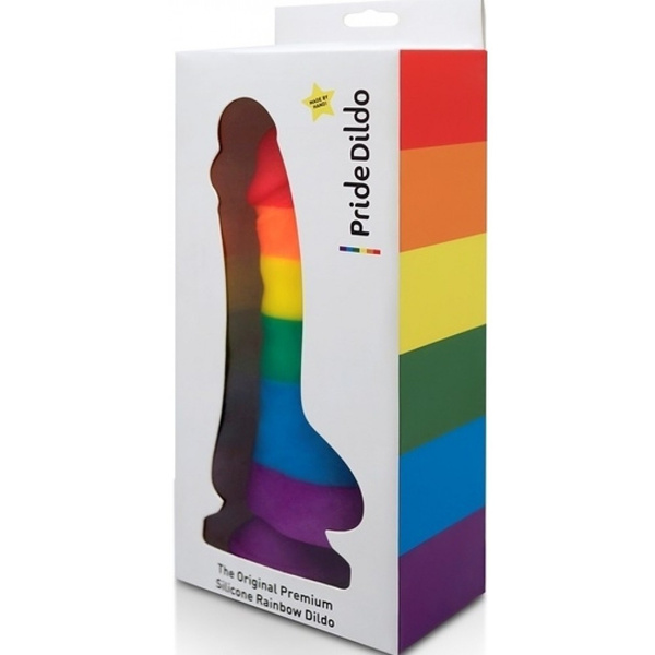 Silicone Rainbow Dildo With Balls Pride Dildo