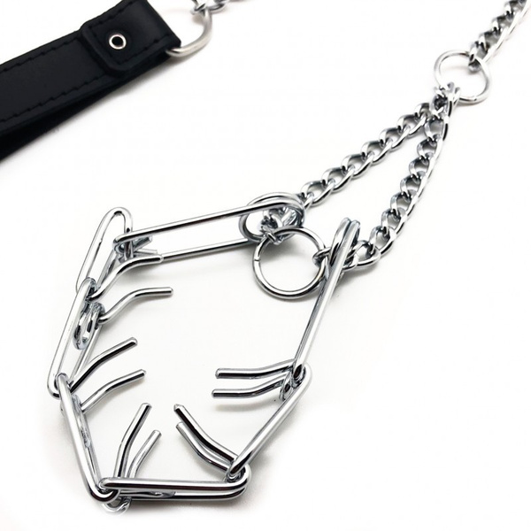 Leather leash with choke collar for penis