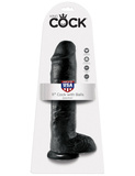 11' Cock With Balls Black Dildo Z Jądrami Czarne 28 Cm King Cock