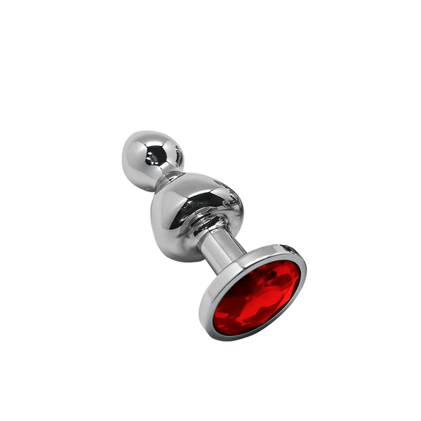 Lollypop Double Ball Metal Plug L Red Wooomy