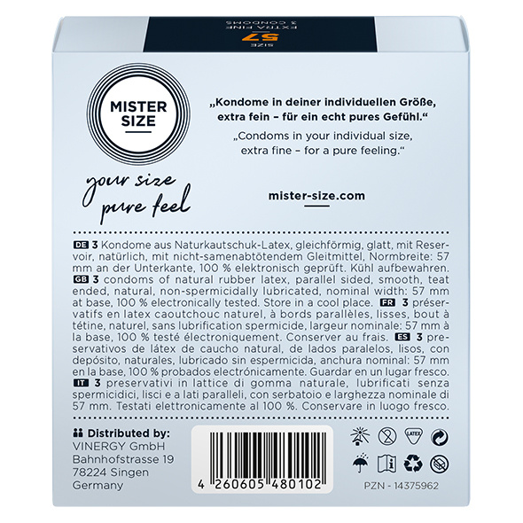 Condoms 57 Mm 3 Pieces Mister.Size
