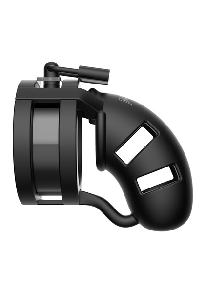 Silikonowy pas cnoty z paskiem rozdzielającym jądra ManCage Chastity Model 18 Silicone Cage Ballsplitter Black