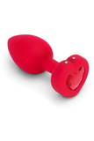 Vibrating Heart Shape Jewel Plug M/L Red