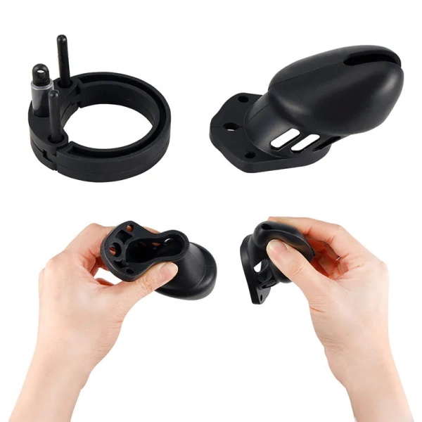 Zestaw Pasów Cnoty Denial Silicone Chastity Cage Set Black Brutus