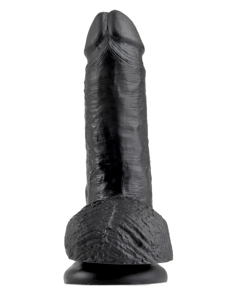 7' Cock With Balls Black Dildo Z Jądrami Czarne 18Cm King Cock