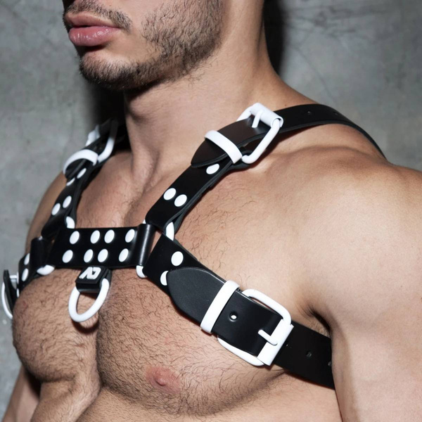 Fetish Leather Collor Harness White S/M Addicted