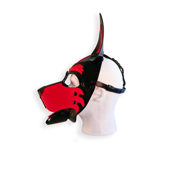 Maska Vegan Pup Hood Black-Red Brutus