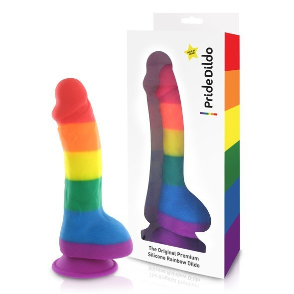 Silicone Rainbow Dildo With Balls Pride Dildo