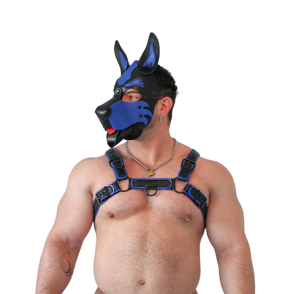 Vegan Pup Hood Black-Blue Brutus