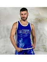 Podkoszulek z ekoskóry Boxer Sexy BXR Vest Blue / White M