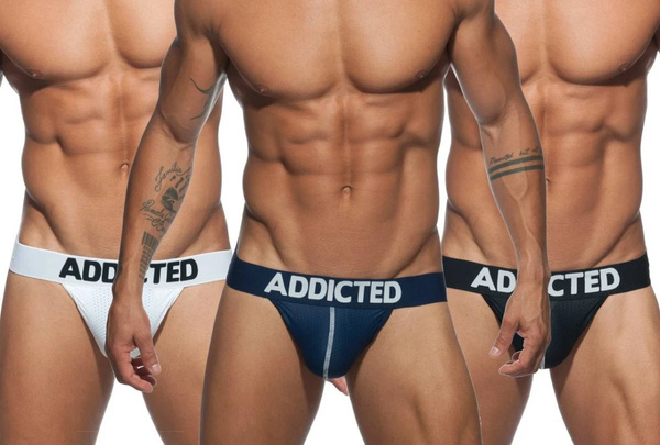 Набір чоловічих стрінгів Addicted 3 Pack Mesh Thong Push Up XL