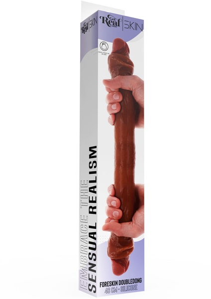 Podwójne dildo ToyJoy Get Real Silicone Foreskin Double Dong 46cm