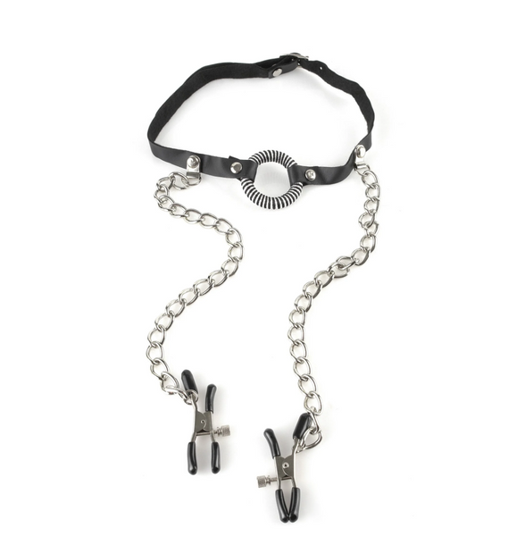 Fetish Fantasy Series O-Ring Gag Nipple Clamps