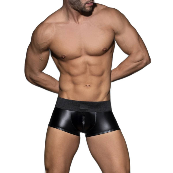 Bokserki Fetish Front&Back Zip Rub Trunk Black XXL Addicted