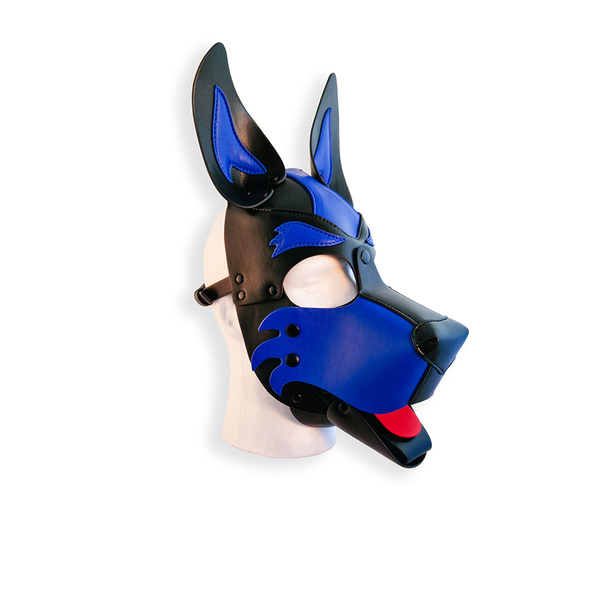 Vegan Pup Hood Black-Blue Brutus