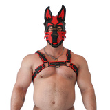 Vegan Pup Hood Black-Red Brutus