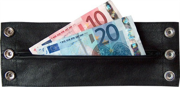 Wristwallet stripe with zip Blue