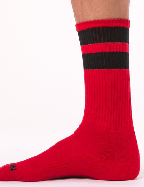 Red training socks with black stripes Barcode Gym Socks red-black L/XL
