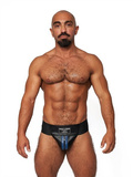 Skórzane jockstrapy Mister B Leather Premium Jockstrap Black Blue S