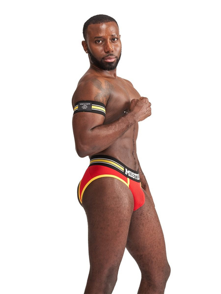 Жовті еластичні пов'язки на біцепси Mister B Urban Club Biceps Band Striped Yellow