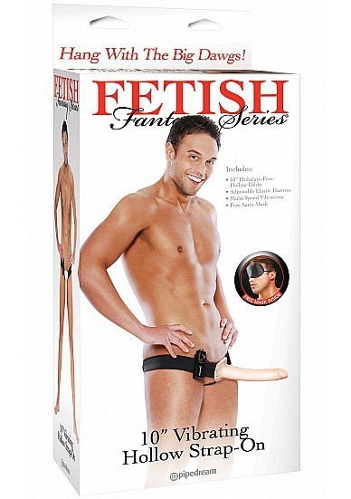 Fetish 10' Vibrating Hollow Strap-On Flesh Wibrujący Strapon Cielisty 25Cm Shots Media